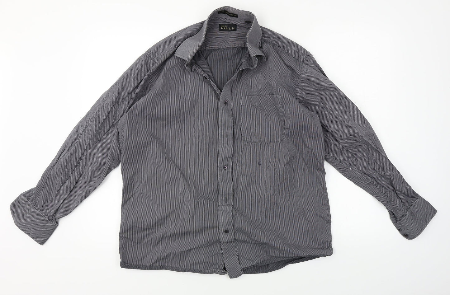 Unity World Wear  Mens Grey Striped   Dress Shirt Size 42