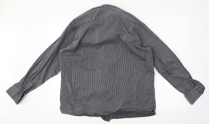 Unity World Wear  Mens Grey Striped   Dress Shirt Size 42