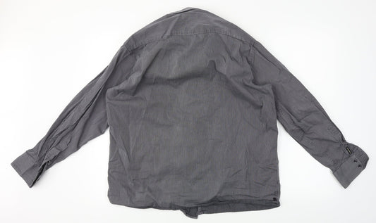 Unity World Wear  Mens Grey Striped   Dress Shirt Size 42