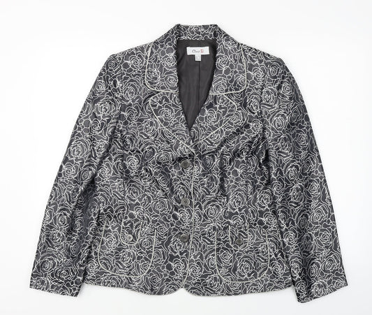 Oscar B  Womens Grey Floral  Jacket Blazer Size 14
