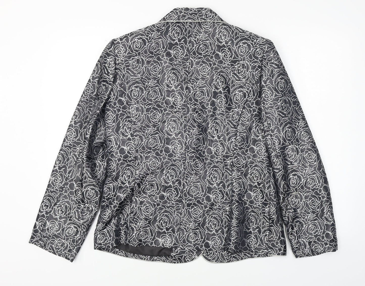 Oscar B  Womens Grey Floral  Jacket Blazer Size 14