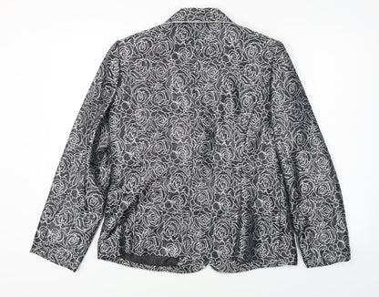 Oscar B  Womens Grey Floral  Jacket Blazer Size 14