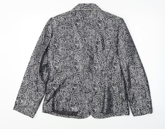 Oscar B  Womens Grey Floral  Jacket Blazer Size 14