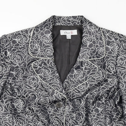 Oscar B  Womens Grey Floral  Jacket Blazer Size 14