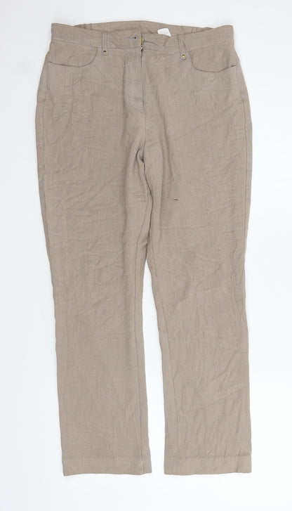 Womens UK Size 12 Marks and Spencer Regular Fit  Beige Trousers