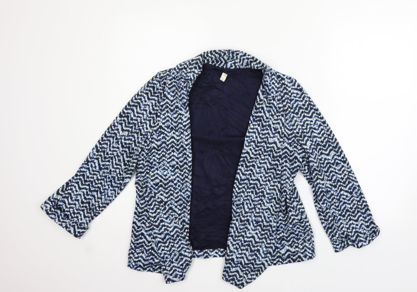Preworn Womens Blue Geometric  Cardigan Jumper Size M
