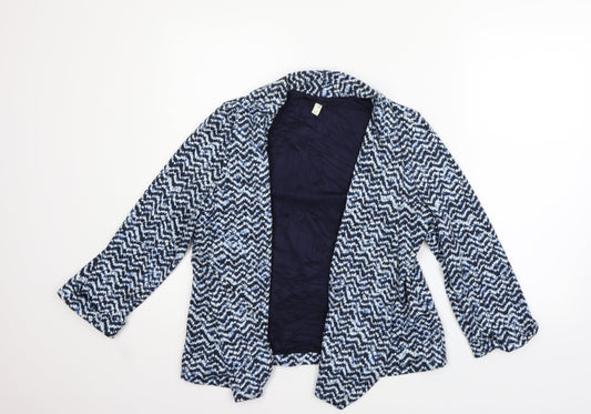 Preworn Womens Blue Geometric  Cardigan Jumper Size M