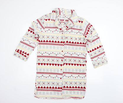Preworn Womens White Geometric  Top Pyjama Top Size 8