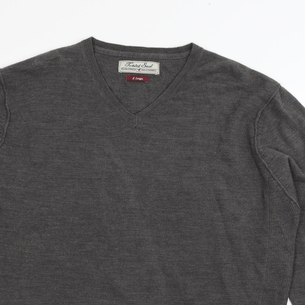 Twisted Soul Mens Grey   Pullover Jumper Size XL