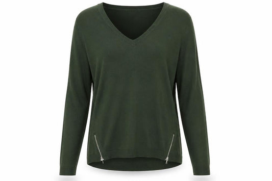 Front view of Papaya women’s green jumper, size L