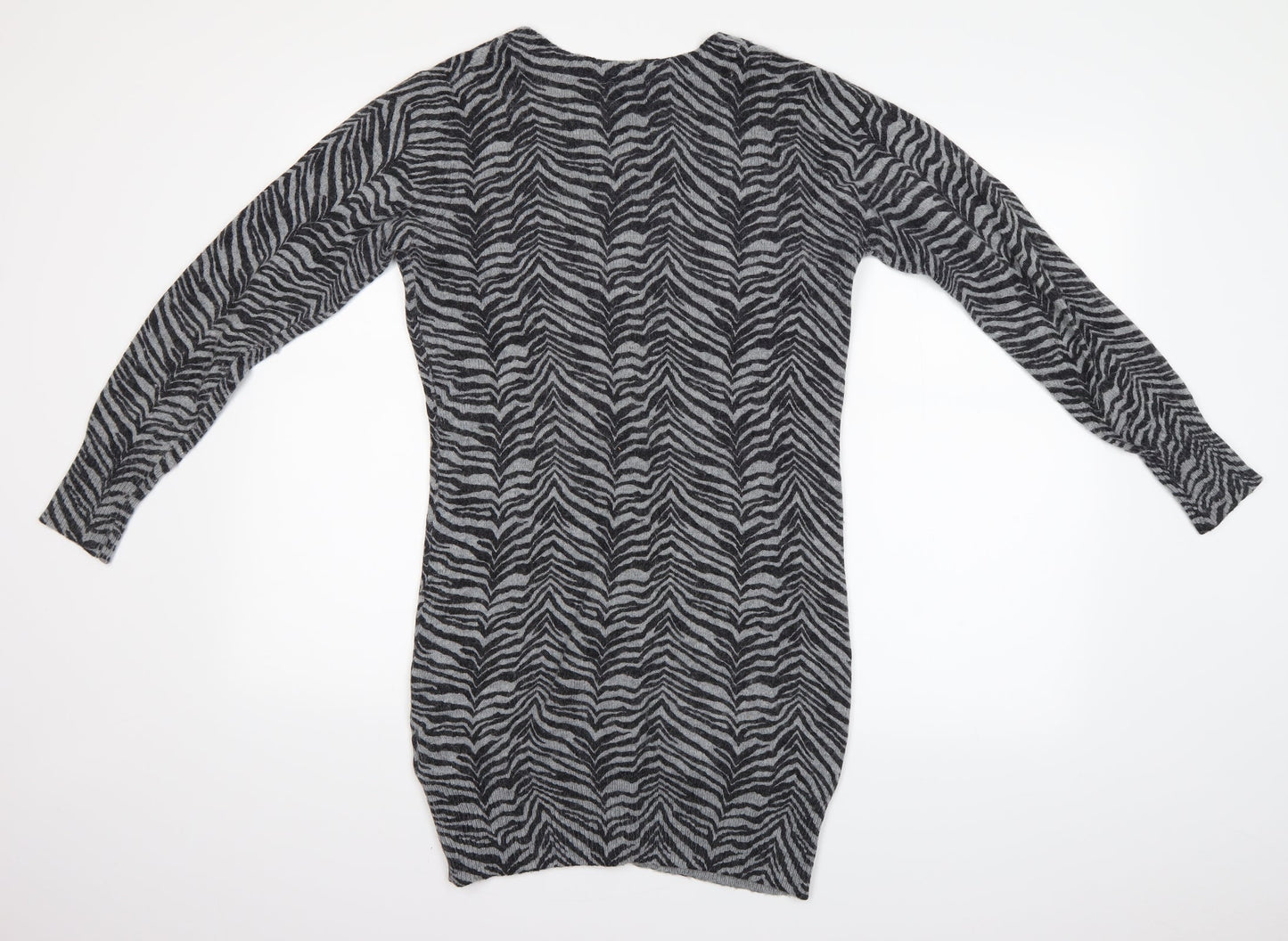 inItial Womens Grey Animal Print  Cardigan Jumper Size M