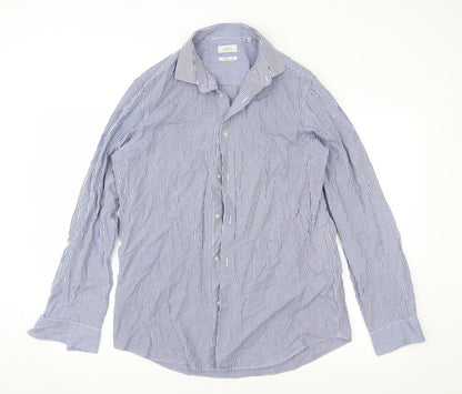 Mens UK Size 15.5 NEXT Blue  Button-Up Long Sleeve Casual Shirt