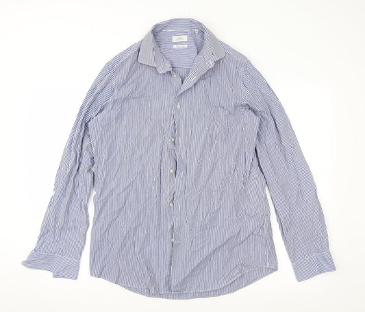 Mens UK Size 15.5 NEXT Blue  Button-Up Long Sleeve Casual Shirt