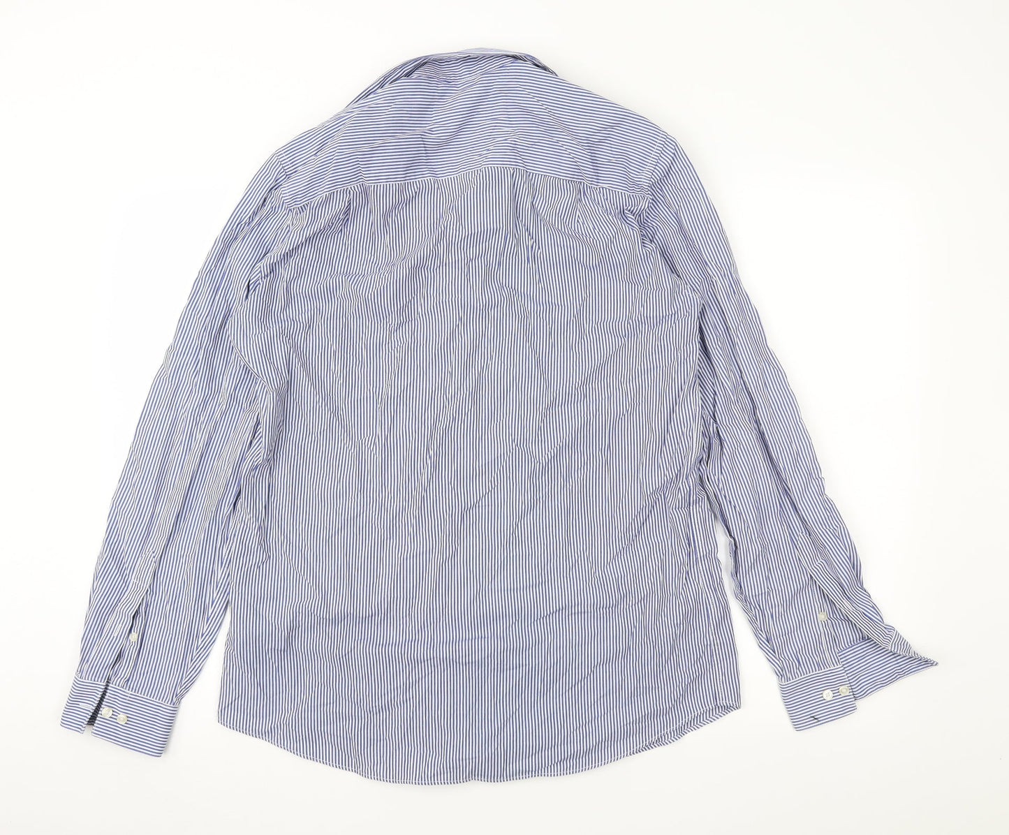 Mens UK Size 15.5 NEXT Blue  Button-Up Long Sleeve Casual Shirt