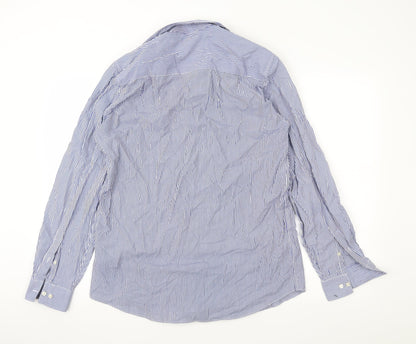 Mens UK Size 15.5 NEXT Blue  Button-Up Long Sleeve Casual Shirt