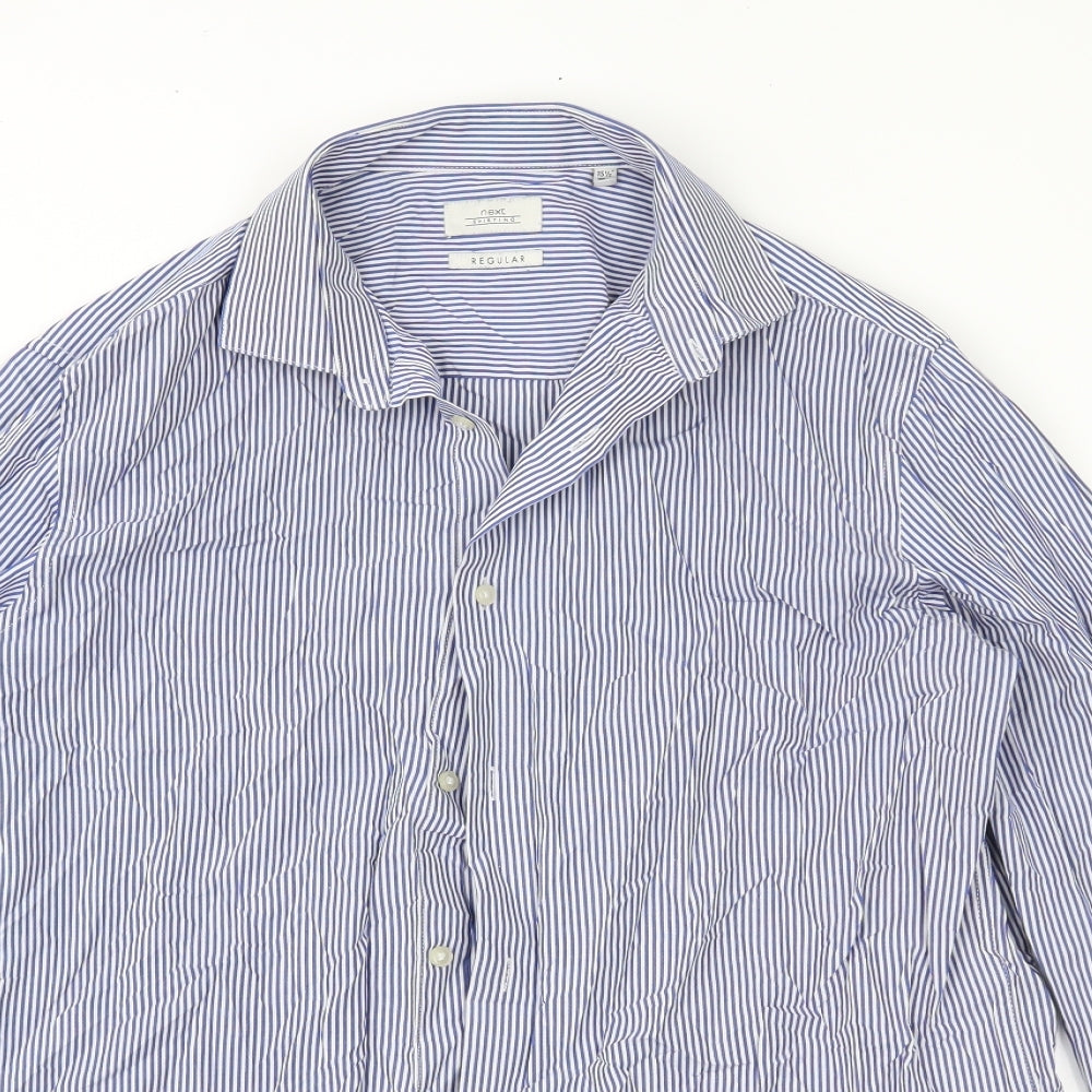 Mens UK Size 15.5 NEXT Blue  Button-Up Long Sleeve Casual Shirt