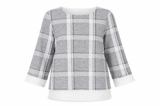 Wallis Womens Grey Check  Pullover Jumper Size 10