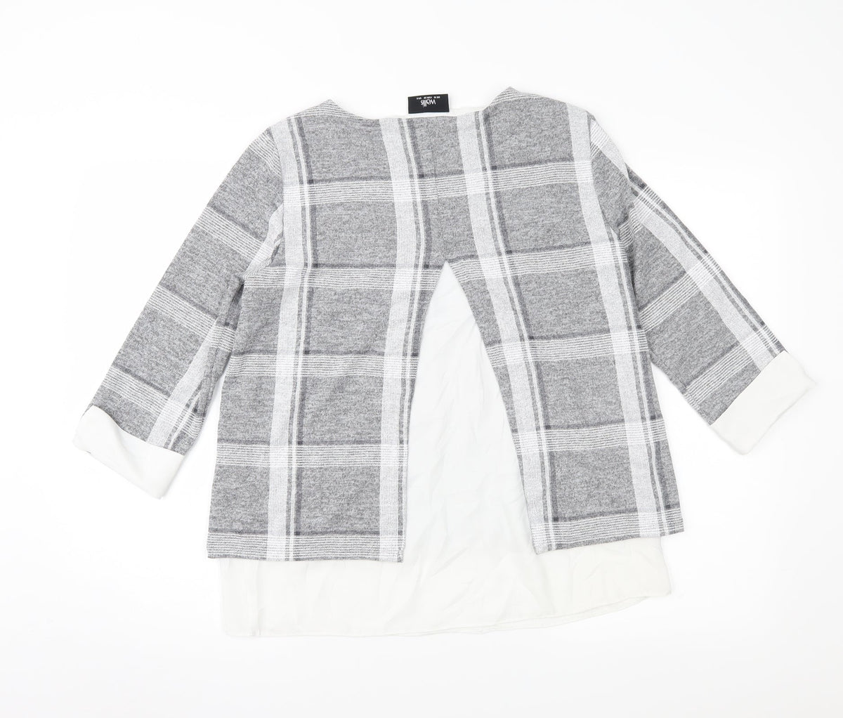 Wallis Womens Grey Check  Pullover Jumper Size 10