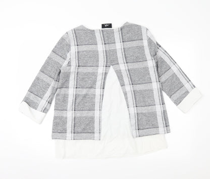 Wallis Womens Grey Check  Pullover Jumper Size 10