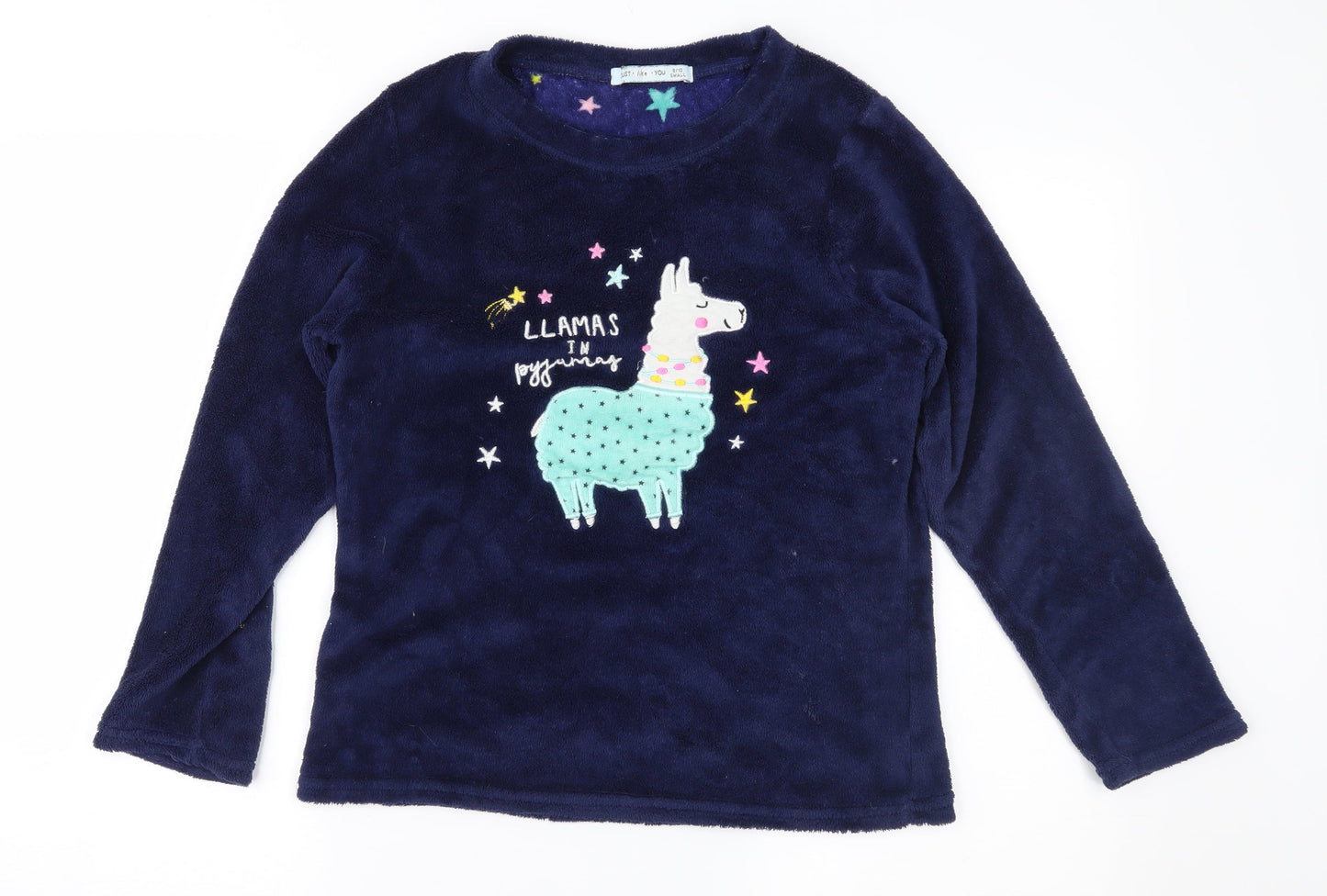 Just Like You Womens Blue Geometric  Top Pyjama Top Size S  - llama