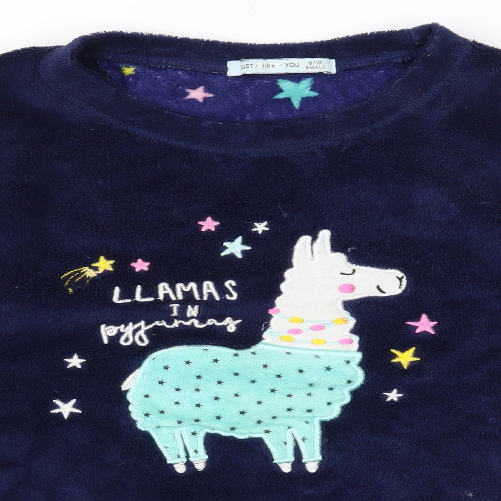 Just Like You Womens Blue Geometric  Top Pyjama Top Size S  - llama