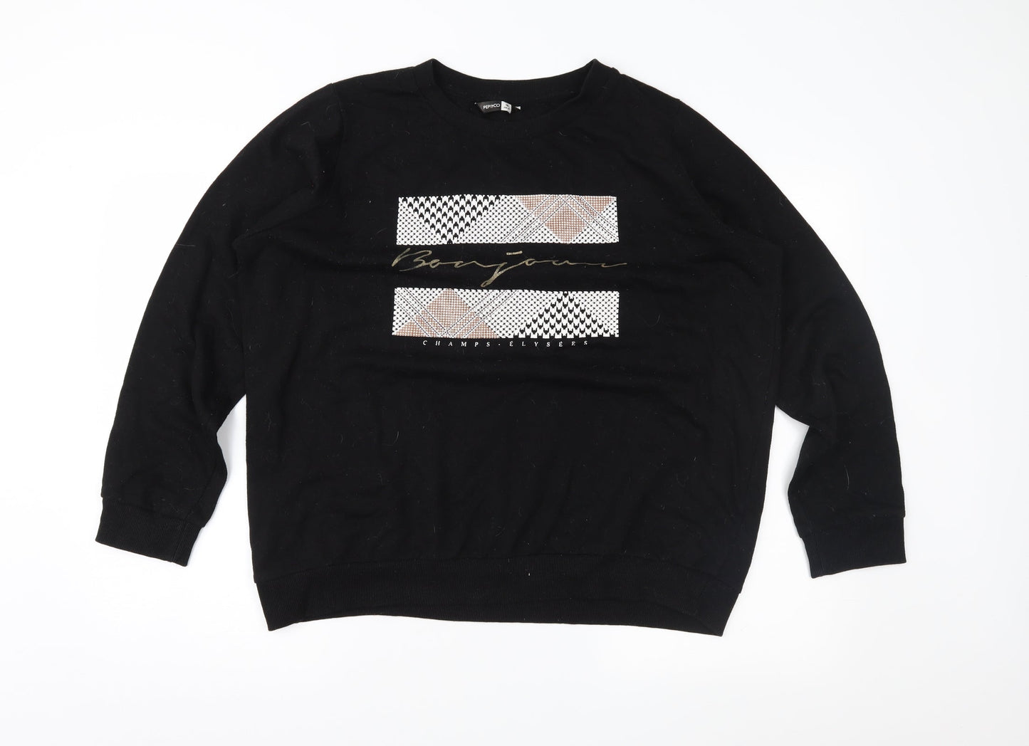 Pep&Co Womens Black   Pullover Sweatshirt Size 16