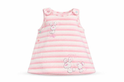 Front view of Next girls’ pink striped a-line, size 0-3, months