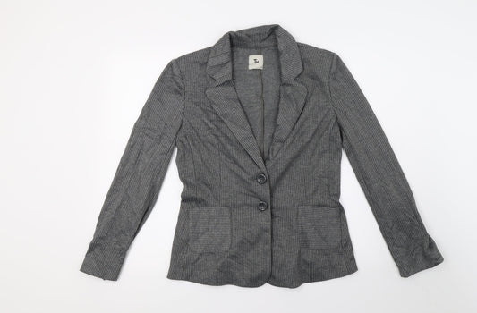 TU Womens Grey Striped  Jacket Coat Size 8