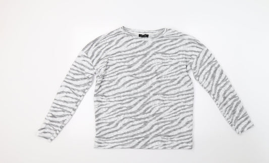 New Look Womens White Striped  Pullover Jumper Size S