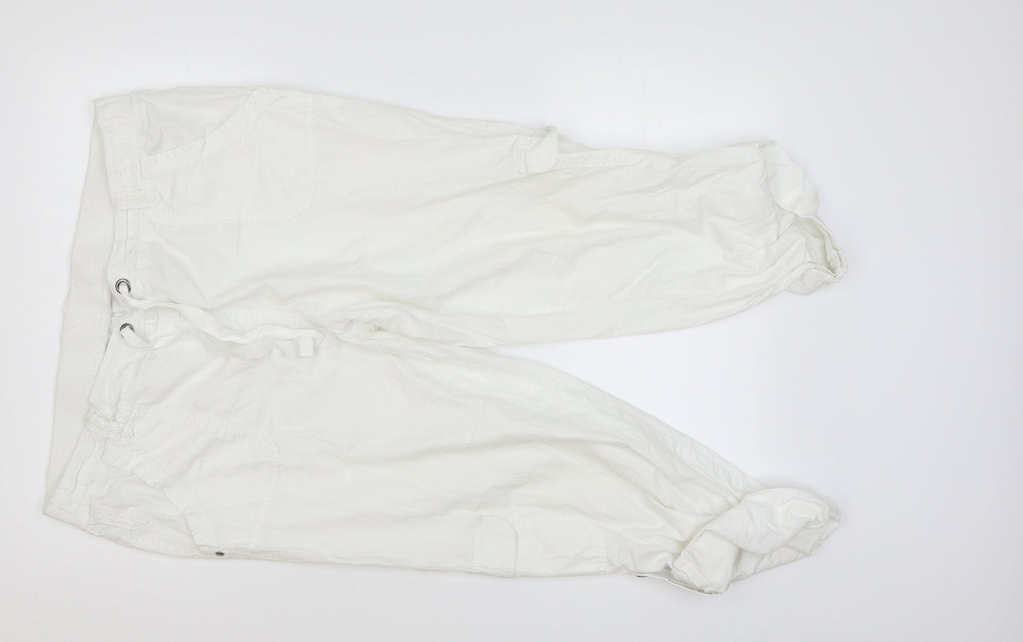 Womens UK Size L Preworn Regular Fit Capri White Trousers