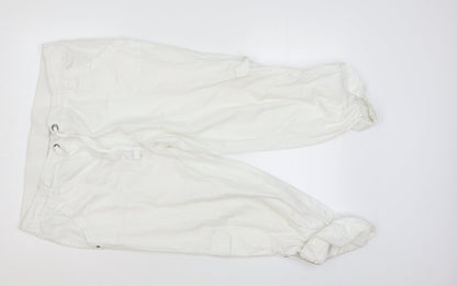 Womens UK Size L Preworn Regular Fit Capri White Trousers
