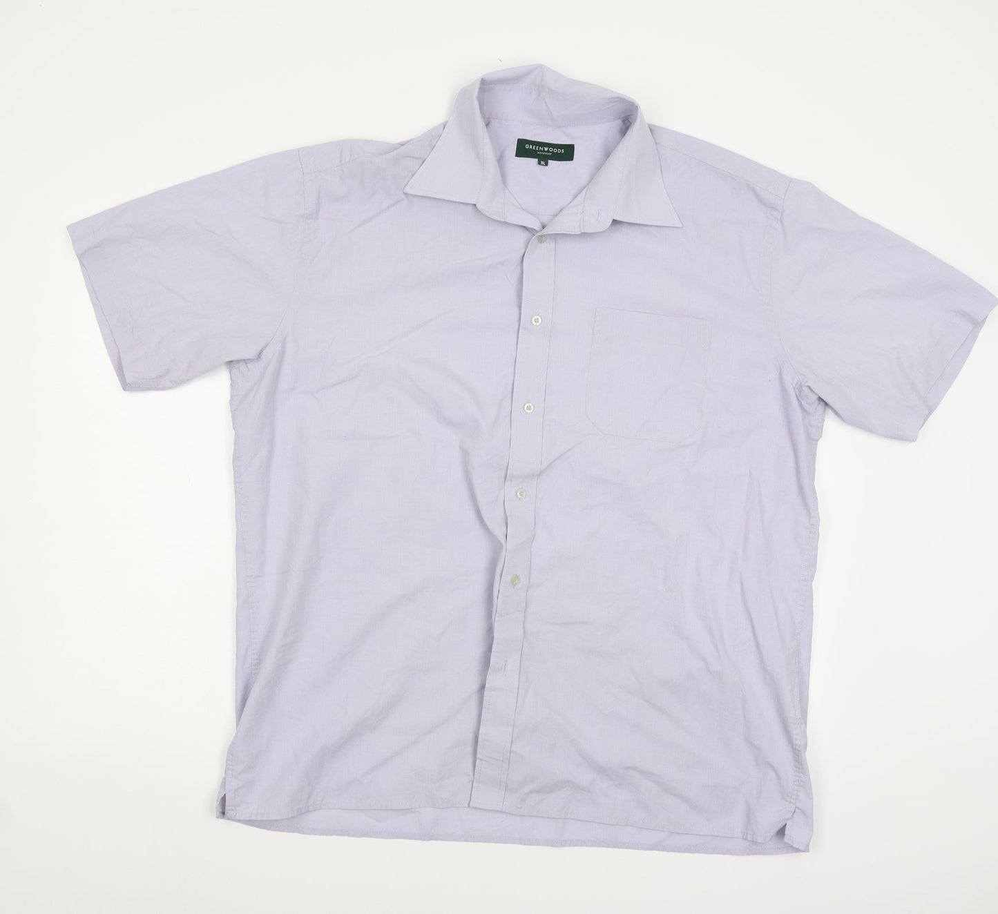 Mens UK Size XL Greenwods Blue  Button-Up Short Sleeve Casual Shirt