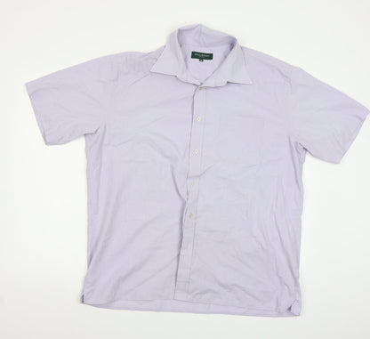 Mens UK Size XL Greenwods Blue  Button-Up Short Sleeve Casual Shirt