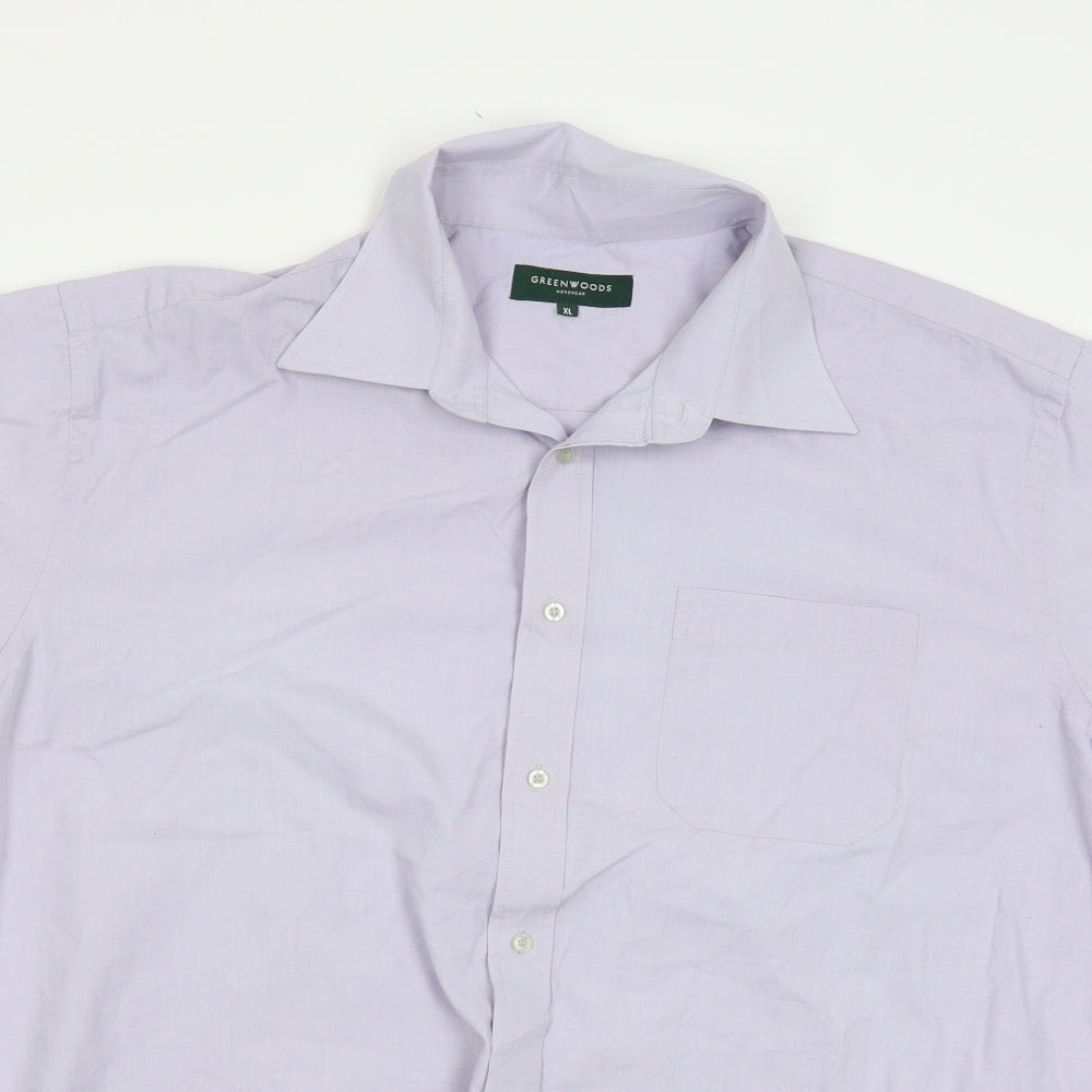 Mens UK Size XL Greenwods Blue  Button-Up Short Sleeve Casual Shirt