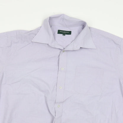 Mens UK Size XL Greenwods Blue  Button-Up Short Sleeve Casual Shirt