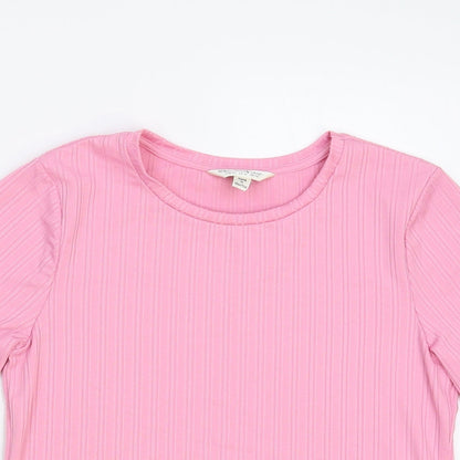 Miss Selfridge Womens Pink   Basic T-Shirt Size 14