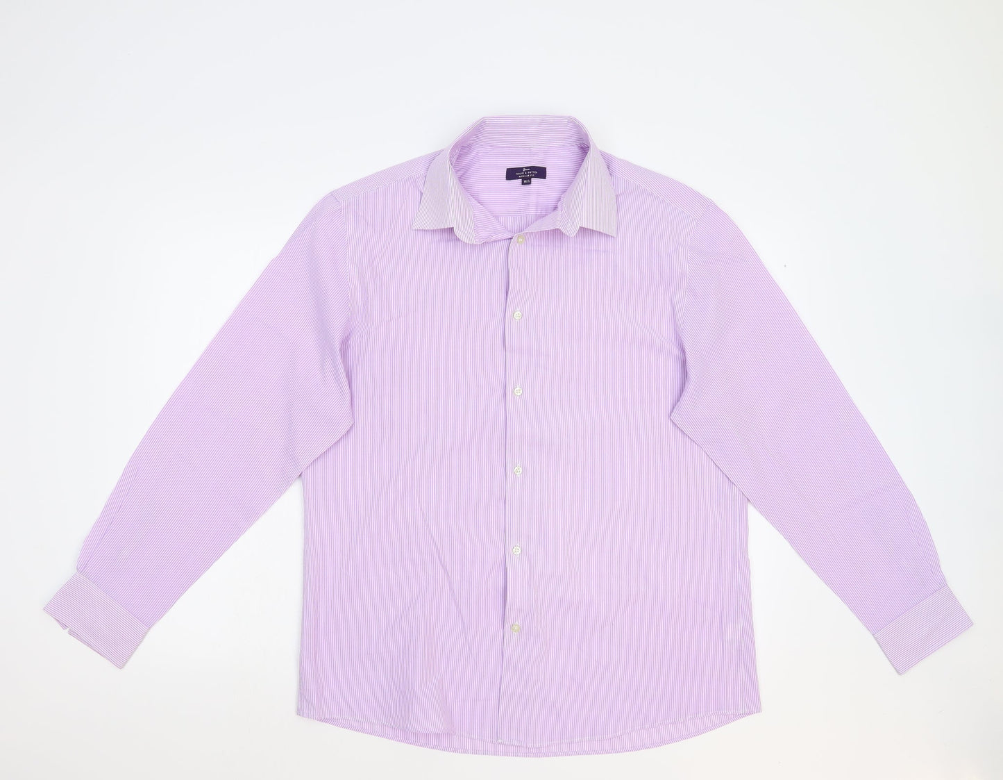 Tailor & Cutter Mens Pink Striped   Dress Shirt Size 42