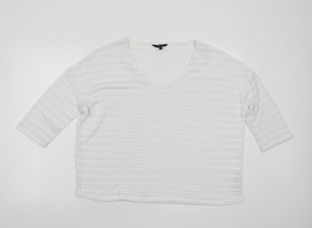Next Womens White  Knit Pullover Jumper Size 12