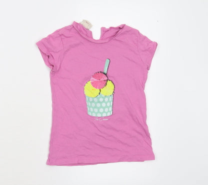 Brums Girls Pink   Basic T-Shirt Size 7 Years