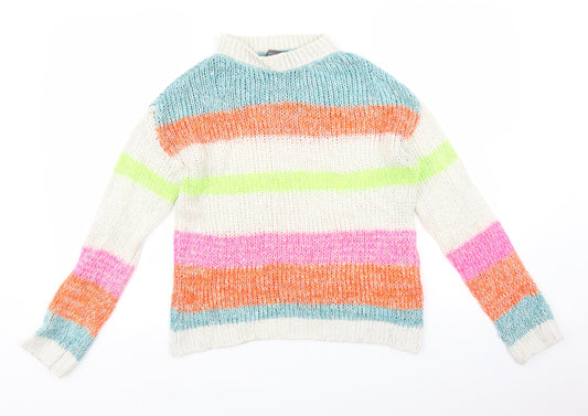 Primark Womens White Striped Knit Pullover Jumper Size XS