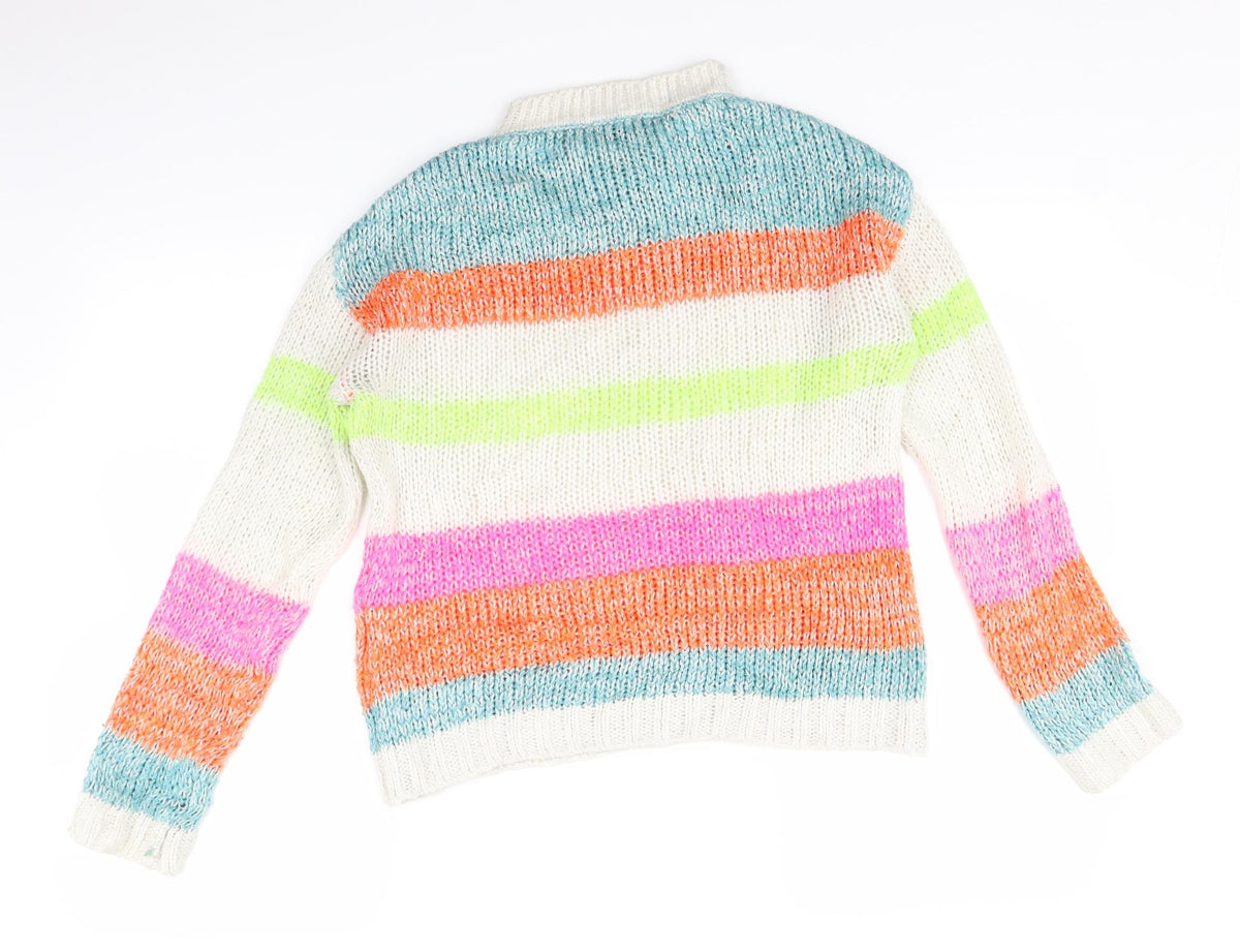Primark Womens White Striped Knit Pullover Jumper Size XS