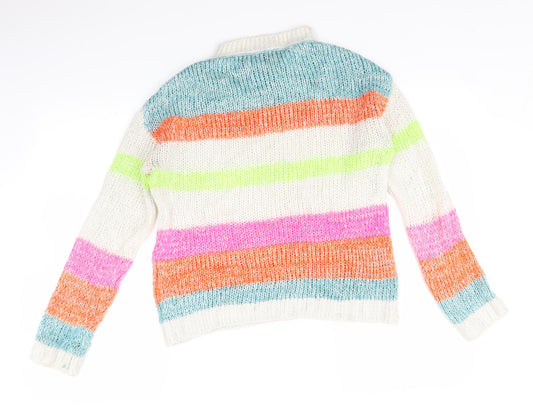 Primark Womens White Striped Knit Pullover Jumper Size XS