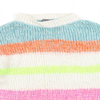 Primark Womens White Striped Knit Pullover Jumper Size XS