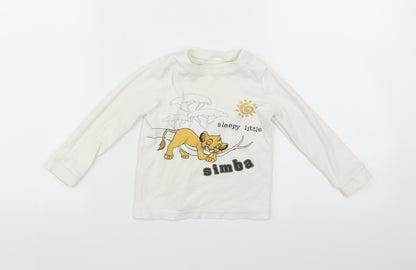 Front view of George Baby White Solid Pyjama Top, size 18-24, Months - Simba Lion King