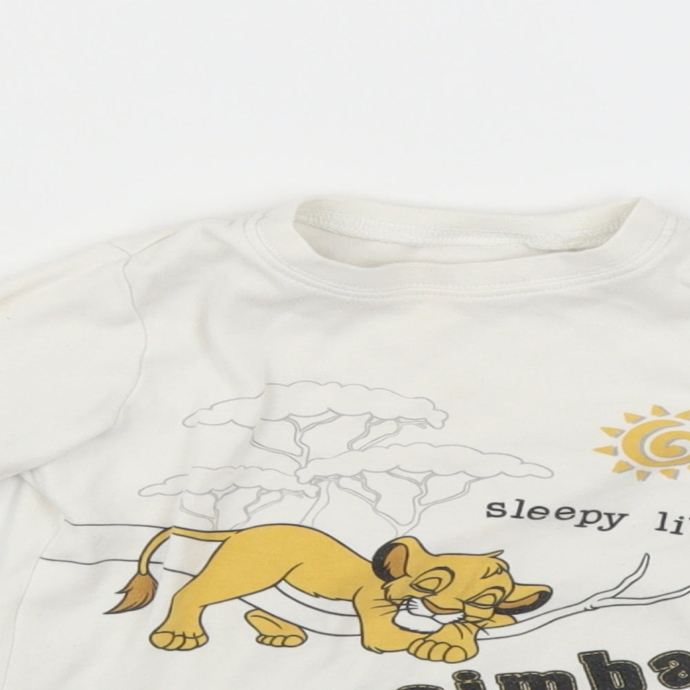 Close-up detail of George Baby White Solid Pyjama Top, size 18-24, Months - Simba Lion King