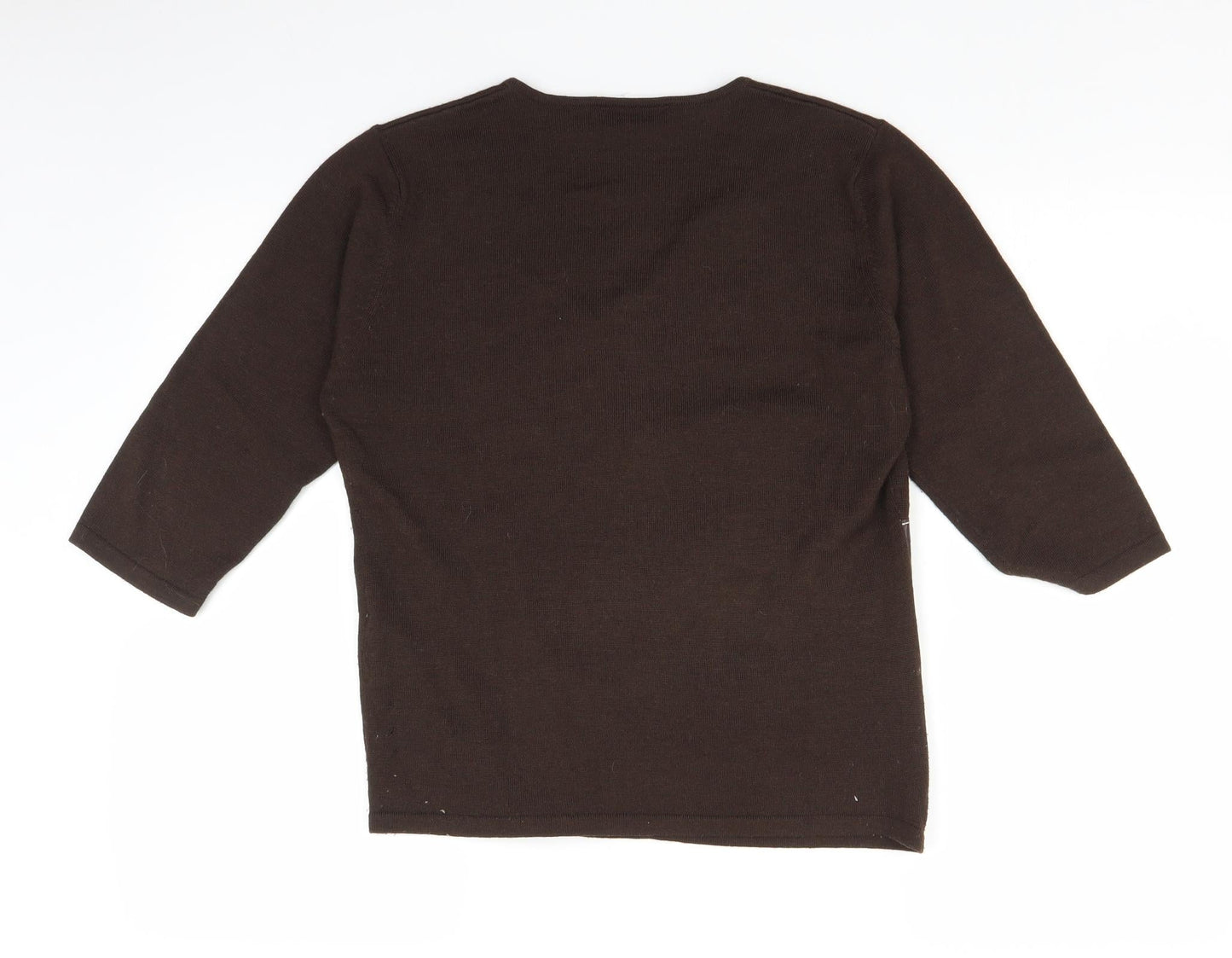 Womens UK Size L Passport Brown Basic Blouse