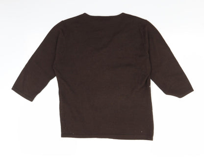 Womens UK Size L Passport Brown Basic Blouse