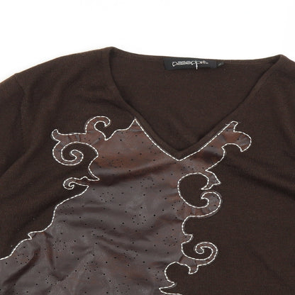 Womens UK Size L Passport Brown Basic Blouse