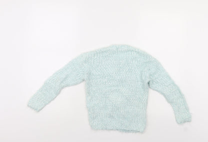 George Girls Blue   Pullover Jumper Size 6-7 Years  - Heart shape