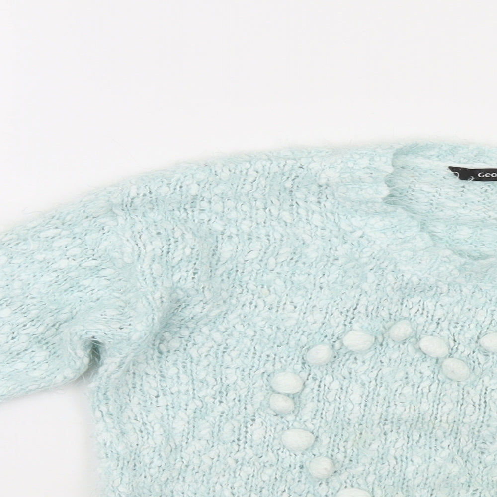 George Girls Blue   Pullover Jumper Size 6-7 Years  - Heart shape